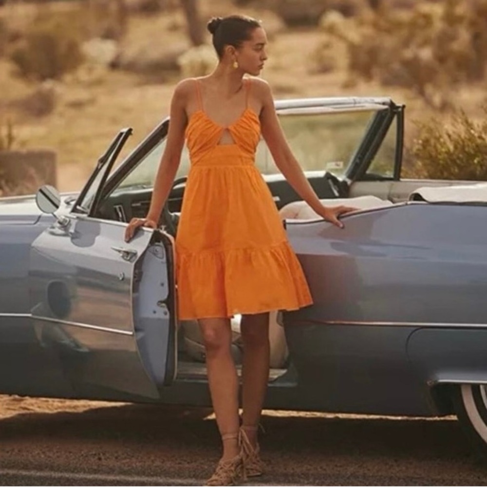 Rails Chrissy Cut-Out Tiered Mini Dress in Tangerine. Size S.